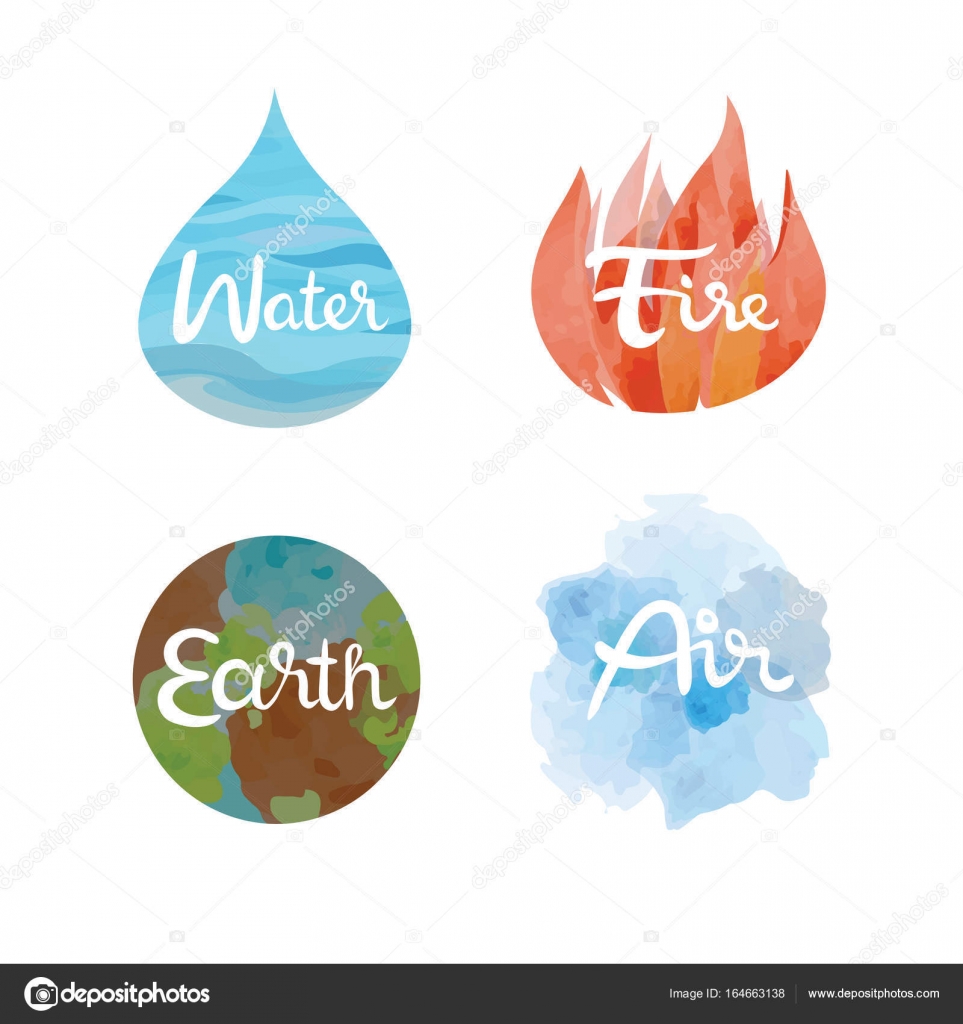 escudos com 4 elementos naturais para o jogo. ilustração em vetor de ícones  dourados água, terra, fogo, ar. 11593186 Vetor no Vecteezy