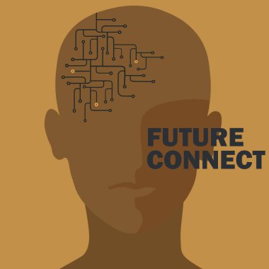 Yapay zeka bağlantı. İnsan beyni devre. 