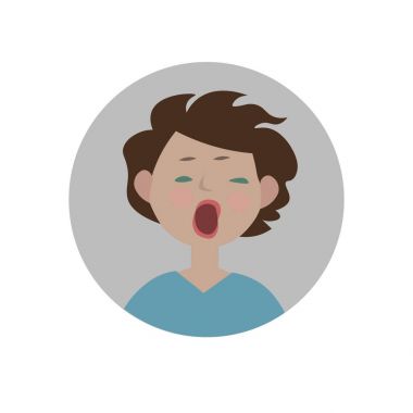 Yawning smiley. Bored emoticon. Indifferent emoji. Sleepy expression. clipart
