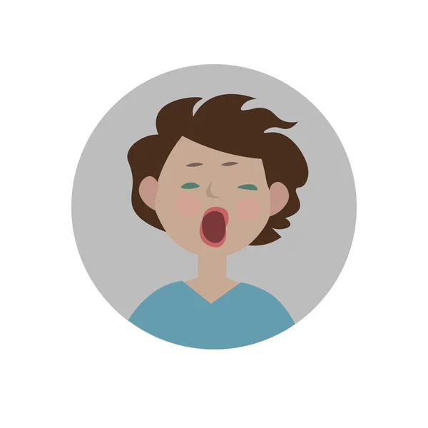 Sonriente bostezo. Emoticono aburrido. Emoji indiferente. Expresión somnolienta . — Vector de stock