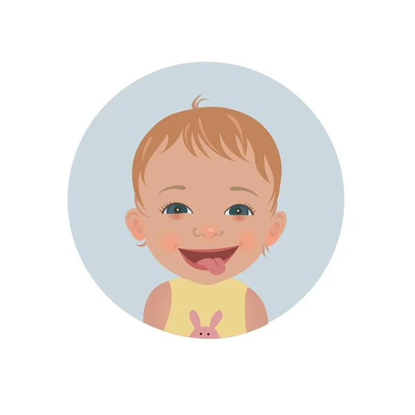 Şirin Bebek ifade dilini. Gülümseyen çocuk simgesi — Stok Vektör