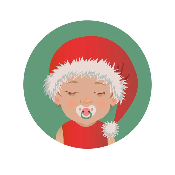 かわいいおしゃぶり赤ちゃんサンタ クロース絵文字滑り。スキンスーザー絵文字と幸せなクリスマスの子。ダミーのアバターとサンタ帽子子供 — ストックベクタ