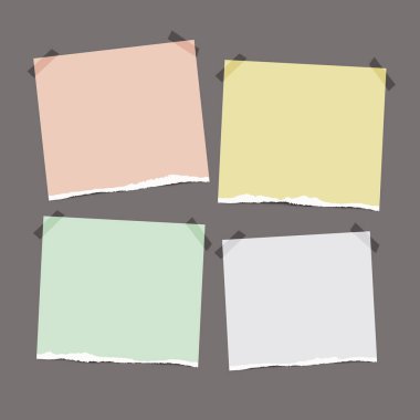 Yırtık kağıt koleksiyonunda pastel tonları. Notepaper, metin için yer ile sökük