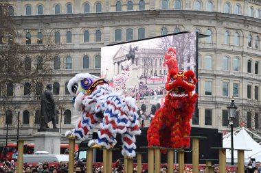 Londra, Birleşik Krallık, 25 Ocak 2020: Çin Yeni Yılı geleneksel Çin takviminde yeni yılın başlangıcını kutlayan Çin festivali..