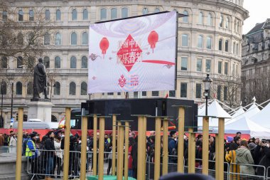Londra, Birleşik Krallık, 25 Ocak 2020: Çin Yeni Yılı geleneksel Çin takviminde yeni yılın başlangıcını kutlayan Çin festivali..