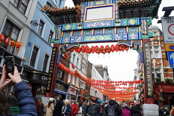 Londres Reino Unido Enero 2020 Multitudes Personas Zona Londinense China — Foto de Stock