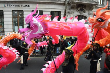 Londra, Birleşik Krallık, 25 Ocak 2020: Çin Yeni Yılı geleneksel Çin takviminde yeni yılın başlangıcını kutlayan Çin festivali..