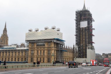 Londra, Birleşik Krallık, 24 Ocak 2020: Big Ben 'in yenilemesi, restorasyonu devam ediyor
