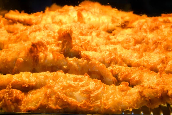 Peixe Batatas Fritas Prato Quente Que Consiste Peixe Frito Massa — Fotografia de Stock