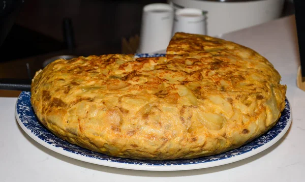 Spanska Omelett Eller Spanska Tortilla Traditionell Maträtt Från Spanien Och — Stockfoto