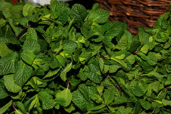 Herbal Hijau Untuk Dijual Produk Lokal Untuk Dijual Ditampilkan Pasar — Stok Foto