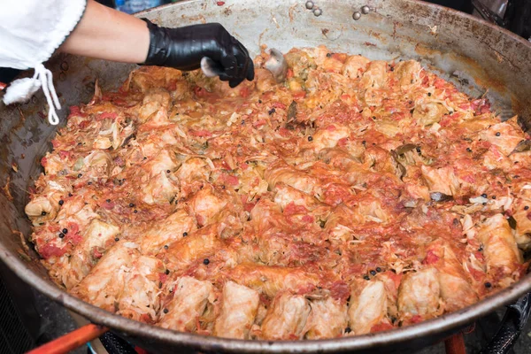 Rollos Col Con Carne Arroz Verduras Hojas Repollo Con Carne — Foto de Stock