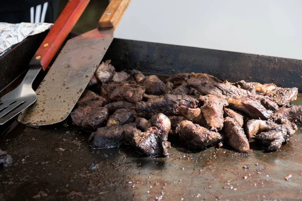 Carne Fresca Parrilla Embutidos Cerdo Pollo Picado Carne Mici Durante — Foto de Stock