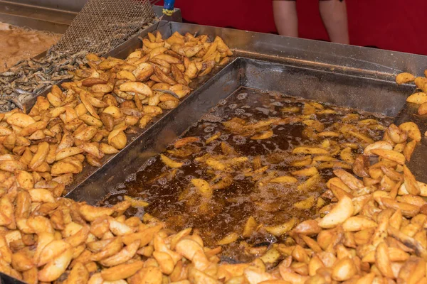 Frittierte Fast Food Kartoffeln Pommes Während Des Fastfood Festivals — Stockfoto