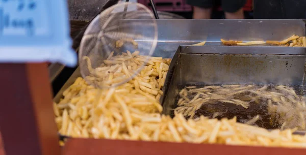 Frittierte Fast Food Kartoffeln Pommes Während Des Fastfood Festivals — Stockfoto
