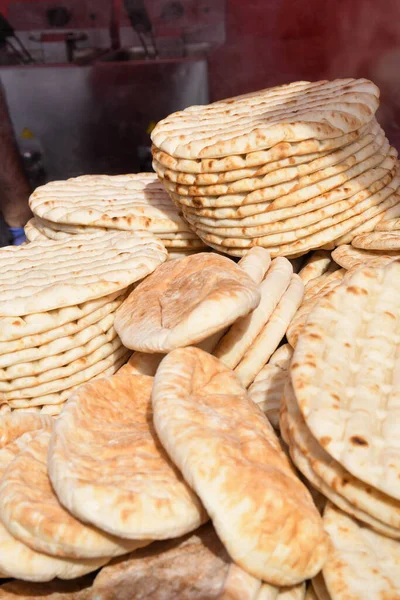 Tumpukan Roti Datar Pita Segar Gluten Free Lebanese Greek Specialist — Stok Foto