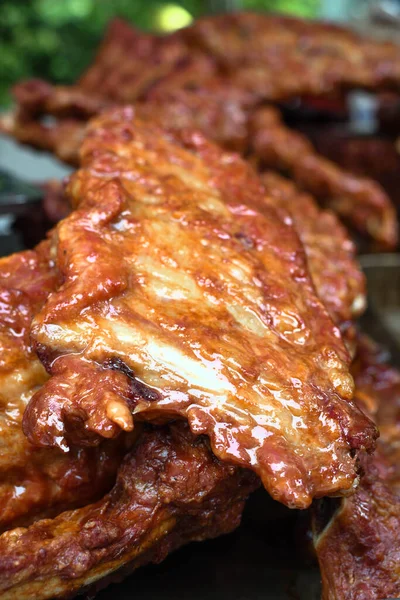 Costeletas Grelhadas Grelhadas Porco Carne Americana Tradicional Saborosa Costelas Carne — Fotografia de Stock