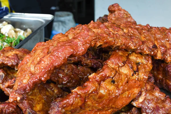 Costeletas Grelhadas Grelhadas Porco Carne Americana Tradicional Saborosa Costelas Carne — Fotografia de Stock