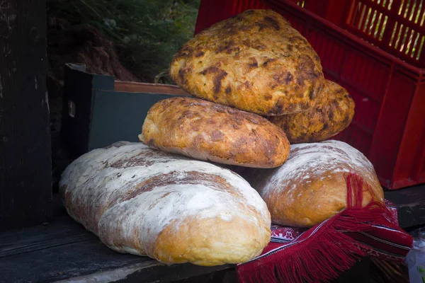 Panini Tradizionali Fatti Casa Pane Autentica Ricetta Rustica Sul Bancone — Foto Stock