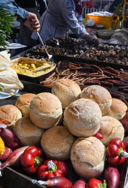 Panini Tradizionali Fatti Casa Pane Autentica Ricetta Rustica Sul Bancone — Foto Stock