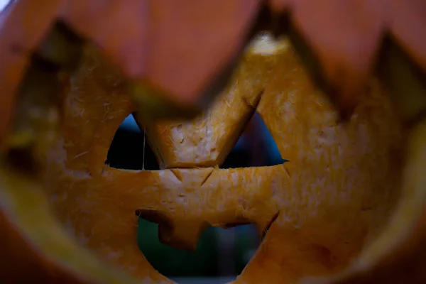 Festival Citrouille Plein Air Événement Authentique Halloween Citrouilles Sculptées Main — Photo