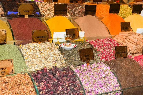 Przyprawy Herbatki Egipskim Rynku Stambule Przyprawy Targu Spice Market Stambuł — Zdjęcie stockowe