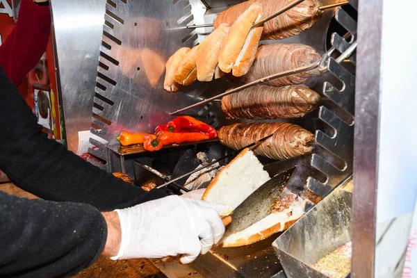 Cag Kebap Famoso Restaurante Primera Categoría Estambul Carne Apilada Horizontalmente — Foto de Stock