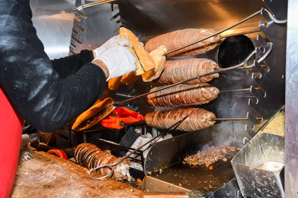 Cag Kebap Famoso Restaurante Primera Categoría Estambul Carne Apilada Horizontalmente — Foto de Stock
