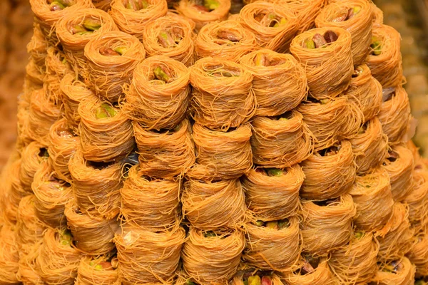 Delicias Tradicionales Postre Dulce Baklava Pastelería Cataif Durante Brunch Buffet —  Fotos de Stock