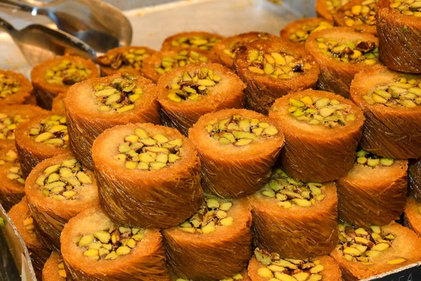 Varios Tipos Muchos Coloridos Surtido Delicias Turcas Rollos Para Venta — Foto de Stock