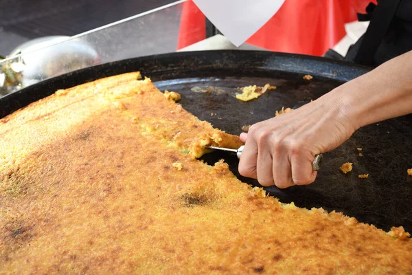 Nice França Fevereiro 2020 Prato Grande Farinata Cecina Torta Ceci — Fotografia de Stock