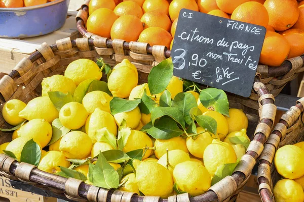 Verse Gele Citroenen Veel Verse Citroenen Fruit Verkoop Supermarkt Veel — Stockfoto