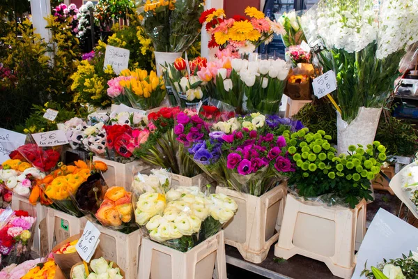 Nice France 25Th February 2020 Flowers Sale Market Цветочный Рынок — стоковое фото