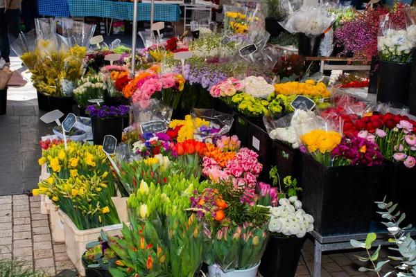 Fiori Mercato Dei Fiori Bouquet Disposizione Ideale Feste Come Festa — Foto Stock