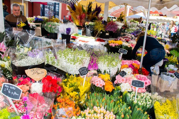 Nice França Fevereiro 2020 Flores Venda Mercado Mercado Flores Nice — Fotografia de Stock