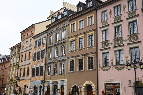 Old town buildings and historical city center of Warsaw