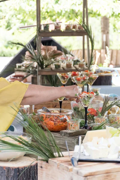 Luxe Catering Bij Het Zwembad Food Bloggers Event Banket Bruiloft — Stockfoto