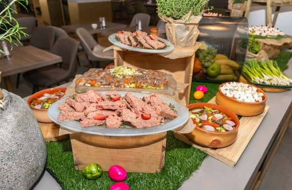 Jedzenie Gastronomia Bufet Jedzenie Party Sharing Concept Wielkanocny Brunch Formie — Zdjęcie stockowe