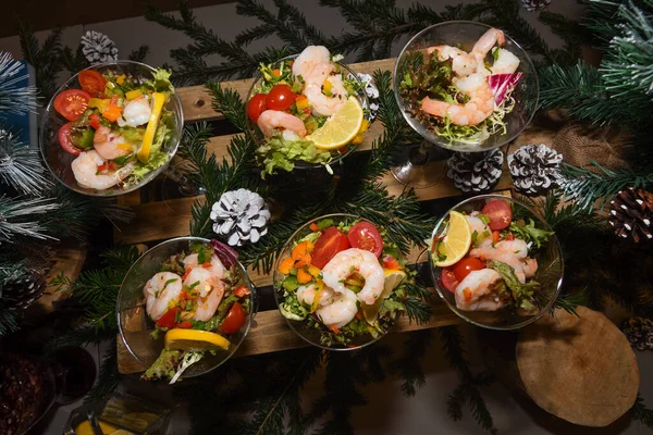 Marinierter Shrimp Cocktail Muscheln Salatgemüse Während Des Hotel Brunch Buffets — Stockfoto