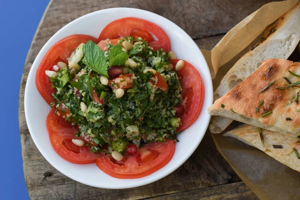 Salade Taboulé Plat Traditionnel Moyen Oriental Arabe Salade Végétarienne Levantine — Photo