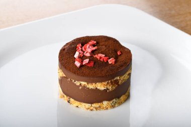 Vejetaryen çikolatalı pasta, süt yok süt yok, şeker yok, glütensiz tatlı yok. Sağlıklı beslenme kavramı