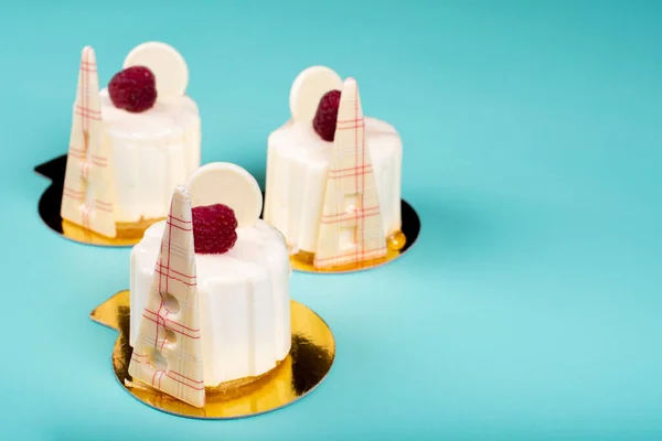 Mango Passie Fruit Cake Dessert Mousse Minimalistisch Conceptueel Ontwerp Vlak — Stockfoto