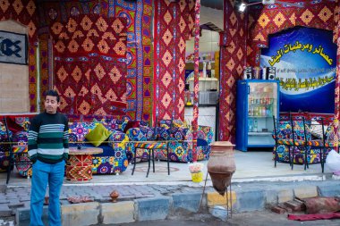 Hurghada, Mısır, 24 Aralık 2018: Shisha veya nargile için Mısır bar kafesi