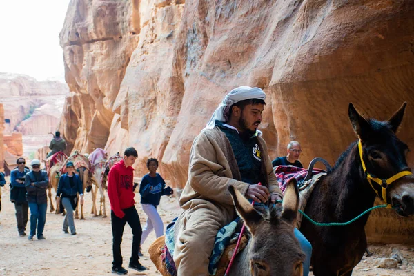 Ammán Jordania Marzo 2019 Khazneh Tesoro Antigua Ciudad Petra Jordania — Foto de Stock