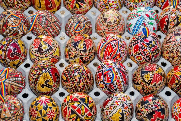 Hand Painted Rustic Romanian Easter Eggs — Stock Photo, Image