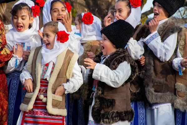 Bukurešť Rumunsko Prosince 2019 Vánoční Festival Balkáně Rumunští Tanečníci Herci — Stock fotografie