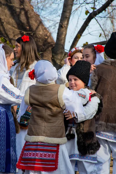 Boekarest Roemenië December 2019 Kerstfeest Balkan Roemeense Dansers Acteurs Traditionele — Stockfoto