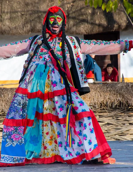 Bükreş Romanya Aralık 2019 Balkanlar Noel Geleneği Festivali Romen Dansçılar — Stok fotoğraf