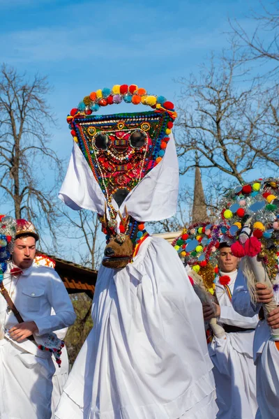 Bukareszt Rumunia Grudnia 2019 Festiwal Tradycji Bożego Narodzenia Bałkanach Tancerze — Zdjęcie stockowe