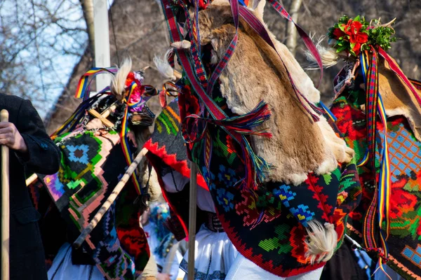 Bukareszt Rumunia Grudnia 2019 Festiwal Tradycji Bożego Narodzenia Bałkanach Tancerze — Zdjęcie stockowe